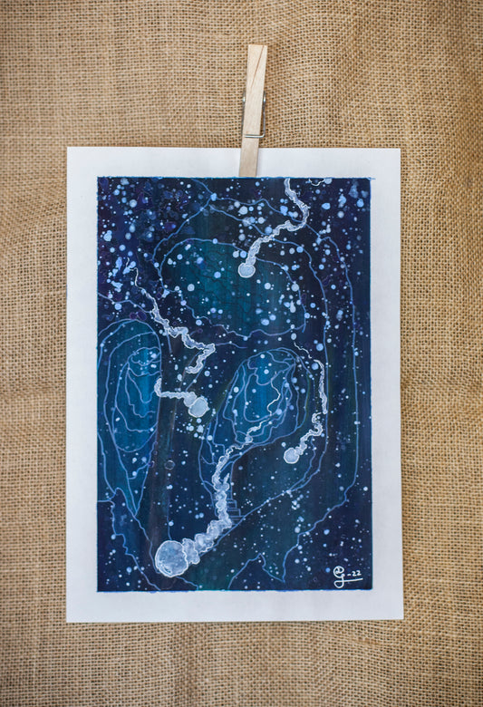 Original Akvarellmålning: Dark  Waters