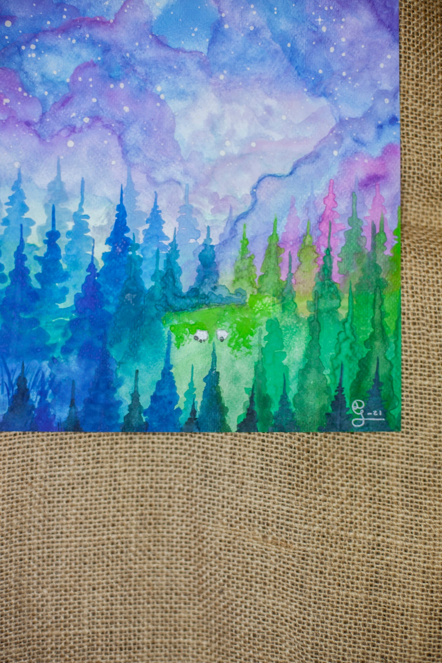 Original Akvarellmålning: Calming Sheep